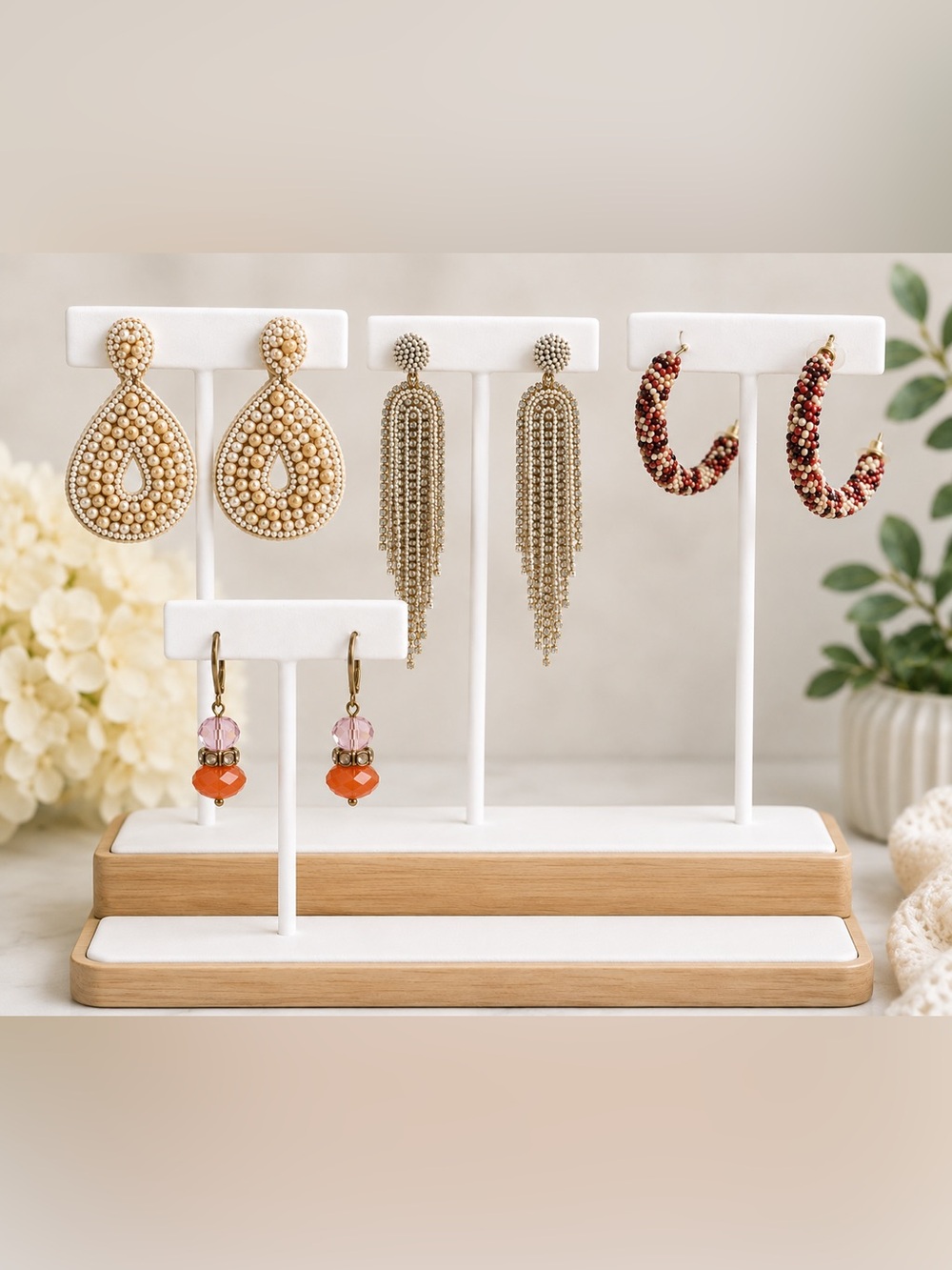 4-Pair Statement Earring Bundle | Beaded, Tassel & Crystal Styles